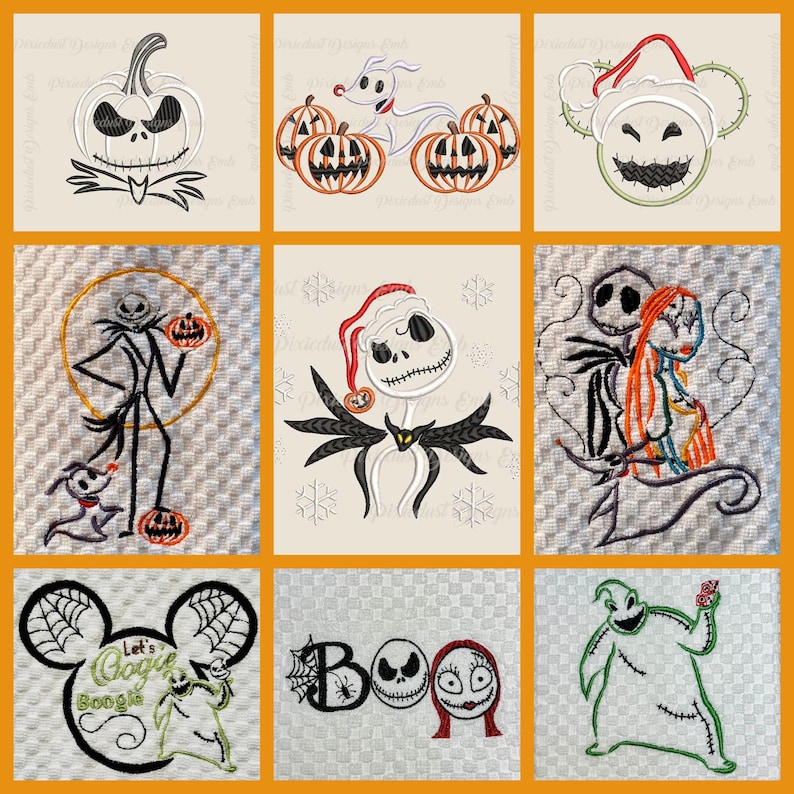 Nightmare Before Christmas embroidered designs on hand towels