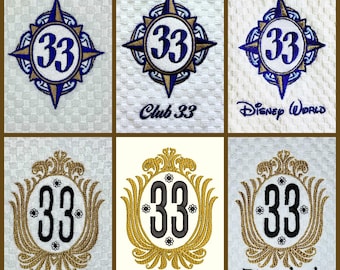 Club 33 Disneyland Walt Disney World Compass Logo Disney Inspired Embroidered Hand Towel for Kitchen or Bathroom - FREE PERSONALIZATION!