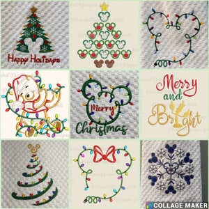 Merry Christmas Winter Snowflake Tree Lights Happy Holidays Disney Inspired Embroidered Hand Towels Kitchen and Bath - FREE PERSONALIZATION!