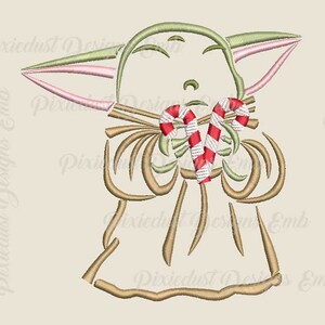 Mandalorian Grogu Baby Yoda Star Wars Christmas Disney Inspired Embroidered Hand Towel for Kitchen or Bathroom - Free personalization Grogu Candy Cane
