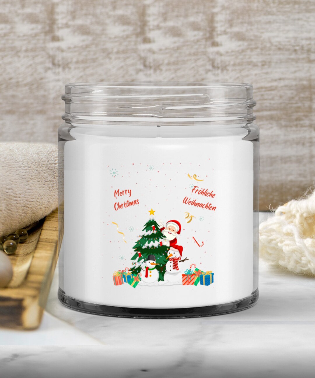 German Merry Christmas Candle German And English Christmas Etsy.de