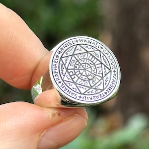 Seal of the Seven Archangels Ring 925 STERLING SILVER Angelic Guidance Occult Esoteric Talisman Hermes Trismegistus Spiritual Protection