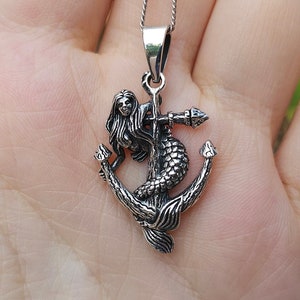 Mermaid Anchor Pendant STERLING SILVER 925 Anchor Stability Strength Ocean Creature Nautical Sailor Protection Talisman Amulet Good luck