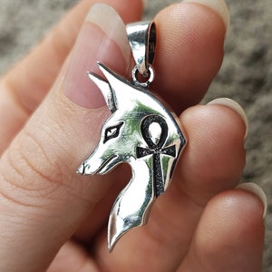 Colgante ANUBIS de plata de ley 925, amuleto Ankh, dios egipcio con cabeza de chacal, símbolo sagrado, talismán