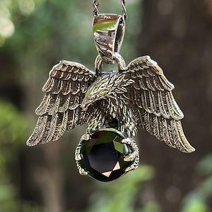 Eagle With Black Onyx in Sterling Silver - Etsy