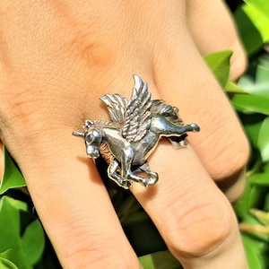 PEGASUS Ring STERLING SILVER 925 Unicorn Greek Mythology Wild Free Spirit Symbol of Wisdom Horse Ring Talisman Amulet Winged Divine Stallion