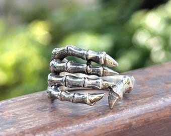Skelett Hand Ring 925 Sterling Silber Skull Punk Goth Rock Biker