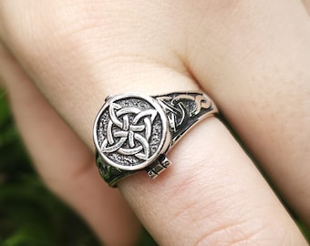 Handcrafted 925 Sterling Silver Witch's Knot Locket Ring Celtic