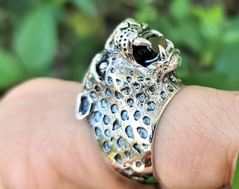 Leopard Ring STERLING SILVER 925 Big Cat Jaguar Panther Totem