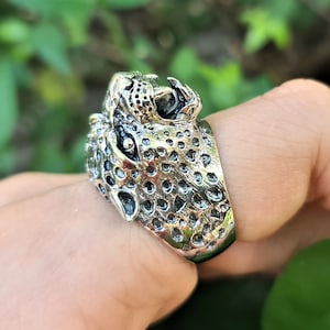 Leopard Ring STERLING SILVER 925 Big Cat Jaguar Panther Totem Talisman Cat Animal Protective Amulet