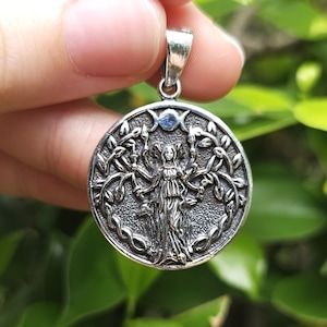 Hecate Goddess Pendant 925 STERLING SILVER Moon Goddess Hecate Triple Moon Feminine Wisdom Sacred Wicca Symbol Celestial Witchcraft Talisman
