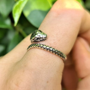 Bague serpent en argent sterling 925 ouroboros serpent mangeant la queue cercle de vie mort et renaissance symboles sacrés talisman