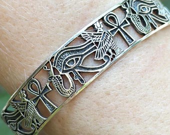 手作り925スターリングシルバーエジプトアイブレスレット、ホルスの目