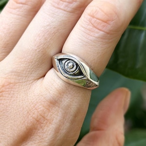 All Seeing Eye Ring STERLING SILVER 925 Eye of Providence Evil Eye Protection Amulet Ancient Symbol of Perception Wisdom Insight