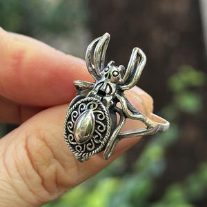 Spider Locket Ring 925 Sterling Silver Secret Compartment Cleopatra Poison/medicine Box