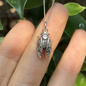 Cicada Pendant 925 Sterling Silver Flying Bug Insect Entomology Gift