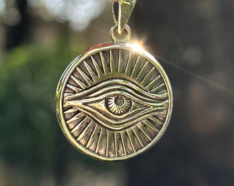 Colgante del Ojo que Todo lo Ve, plata de ley 925, símbolo antiguo del Ojo de la Providencia, talismán, amuleto.