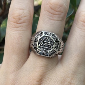 All Seeing Eye Pyramid STERLING SILVER 925 Ring Eye of Providence Talisman Amulet Mason Ring Freemasonry Sacred Symbol