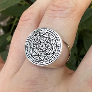 Seal of the Seven Archangels Ring 925 STERLING SILVER Angelic Guidance Occult Esoteric Talisman Hermes Trismegistus Spiritual Protection
