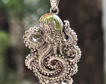 Large Octopus Pendant 925 Sterling Silver Ocean Sea Creature Tentacle Animal Nautical Talisman