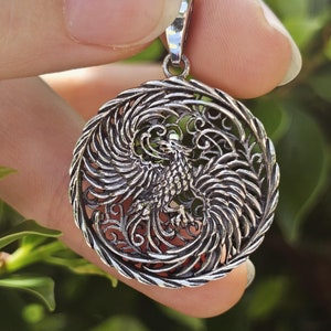 Phoenix Pendant 925 Sterling Silver Rebirth Resurrection Mythological Bird Symbol of Immortality Magic Charm Mystic Talisman Amulet