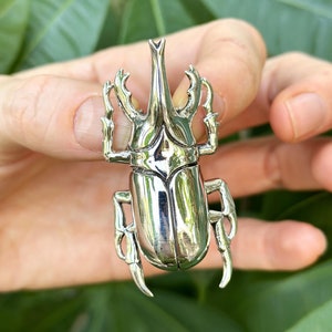 Giant Rhinoceros Beetle Pendant STERLING SILVER 925 Stag Beetle Symbol of metamorphosis Hercules beetles Talisman Heavy