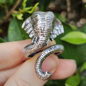 Bague éléphant En Argent 925, Yeux En Cristal Rouge, Taille 50 - Occasion