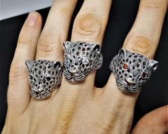 Jaquar Leopard Silver Ring Black Panther Ring Ring Animal Ring Handmade 24K Gold Ring Diamond Ring Biker Ring Steampunk Ring
