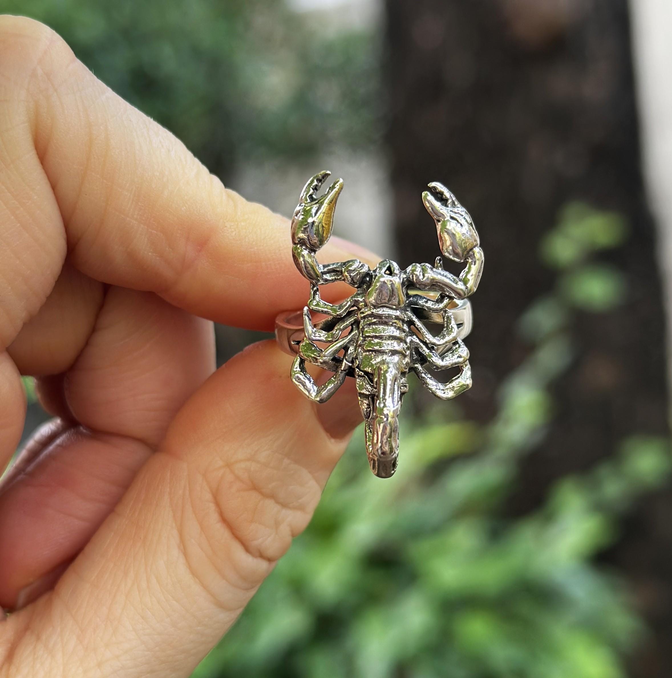 Scorpion Ring STERLING SILVER 925 Scorpio Zodiac Sign Rock Punk 