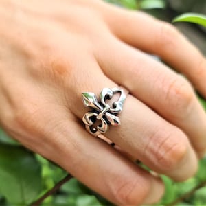 Fleur de Lis Royal Lily Ring STERLING SILVER 925 Franse heraldiek Lelie symbool van het koningschap