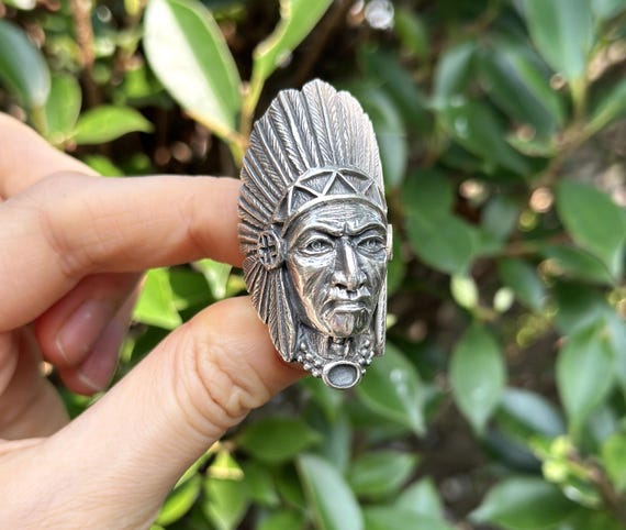 SILVER925 NATIVE DESIGN RING/シルバー/リング American Indian Ring 925 STERLING SILVER Indian Tribal Chief