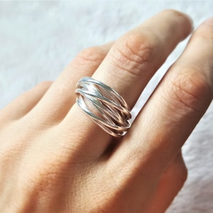 Set Of 10 Rings 925 Sterling Silver Movable Ring Stackable Meditation Antistress