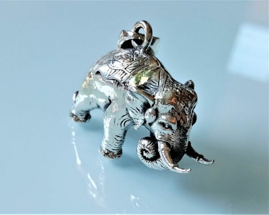 Elephant Pendant STERLING SILVER 925 Massive Animal Africa Etsy