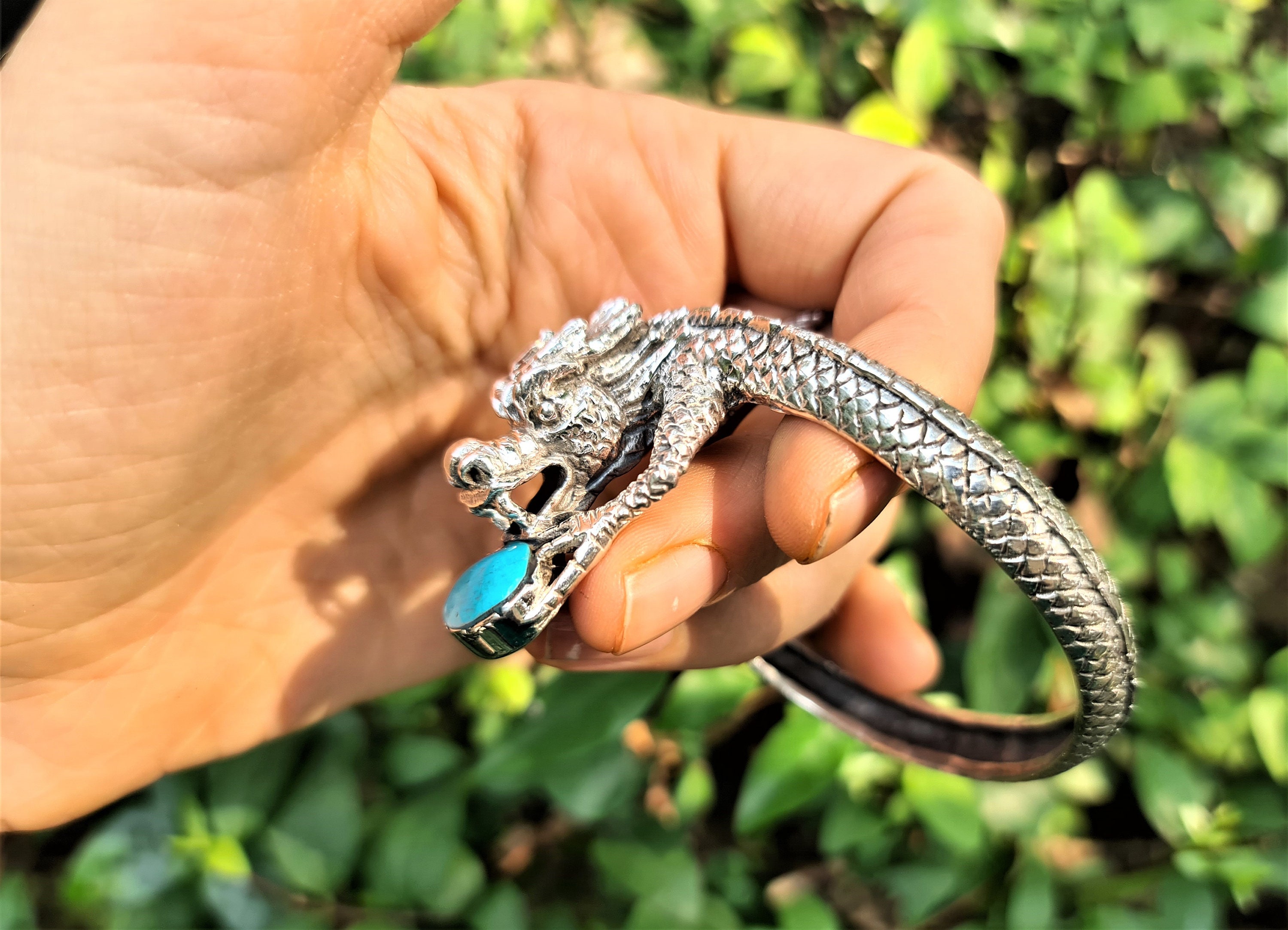 Dragon Bracelet STERLING SILVER 925 Turquoise Chinese Dragon Etsy UK