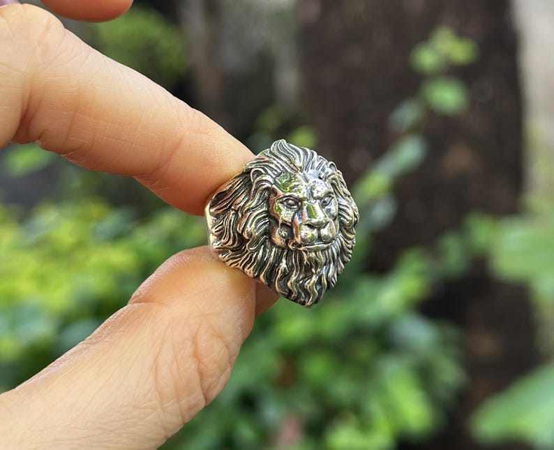 Lion Ring 925 STERLING SILVER Massive LION Head Royal Power Leo Lion King Royal Talisman image 5