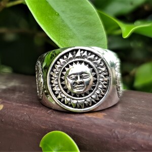 Sun God Ring STERLING SILVER 925 Ouroboros Vegvisir Runic Compass Celestial Divine Talisman Protective Amulet Sacred Symbol Divinity image 10