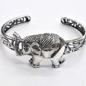 Elephant Bracelet Bangle STERLING SILVER 925 Adjustable Size 21 grams