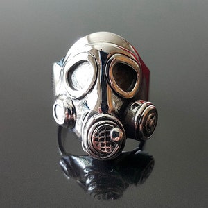 Gas Mask Ring STERLING SILVER 925 Apocalypse Jewlery Fetish Bondage Kink punk goth biker rocker