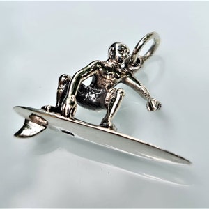 Surfer Pendant STERLING SILVER 925 Surfboard Surfing Ocean Lover Beach Lover Jewelry Surf Board Gift