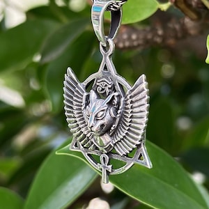 Bastet Goddess Ring 925 Sterling Silver God of Egypt Cat Egyptian Ankh Talisman