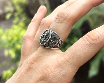 Fleur De Lis Ring 925 STERLING SILVER Royal Lily Archangel Michael