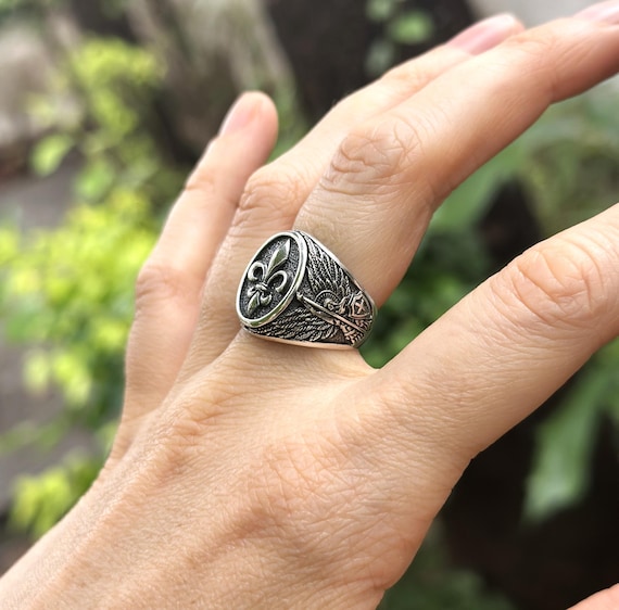 Fleur De Lis Ring 925 STERLING SILVER Royal Lily Archangel Michael