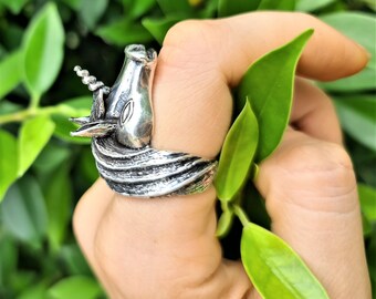 Unicorn ring,sterling silver,Scrolly haired,mythical horse,fantasy
