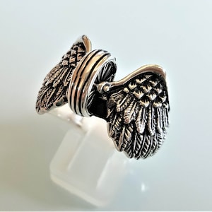 Winged Wheel Biker Ring 925 STERLING SILVER Eagle Wings Motorcycle WHEEL Biker Heavy Metal Heavy 18 grams
