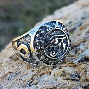 Eye of Ra Ring STERLING SILVER 925 Ancient Egyptian Symbol of Life Ankh Sacred Symbols