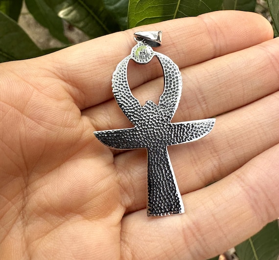 Ankh Pendant STERLING SILVER 925 Scarab Wings Ankh Key of Life