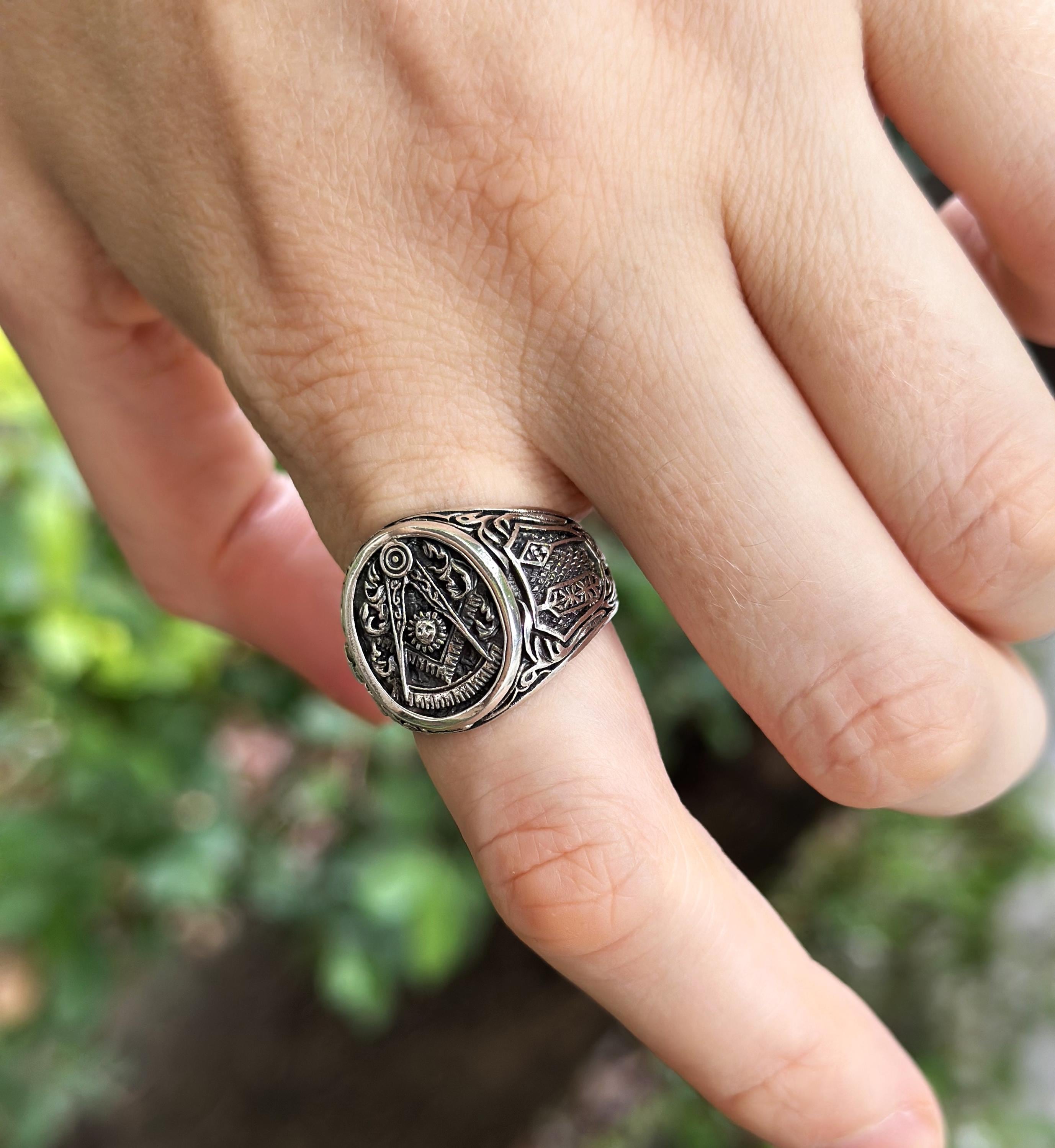 アクセサリー Vintage Masonic Poison Ring Silver 925 Vintage Masonic Poison Ring Silver 925