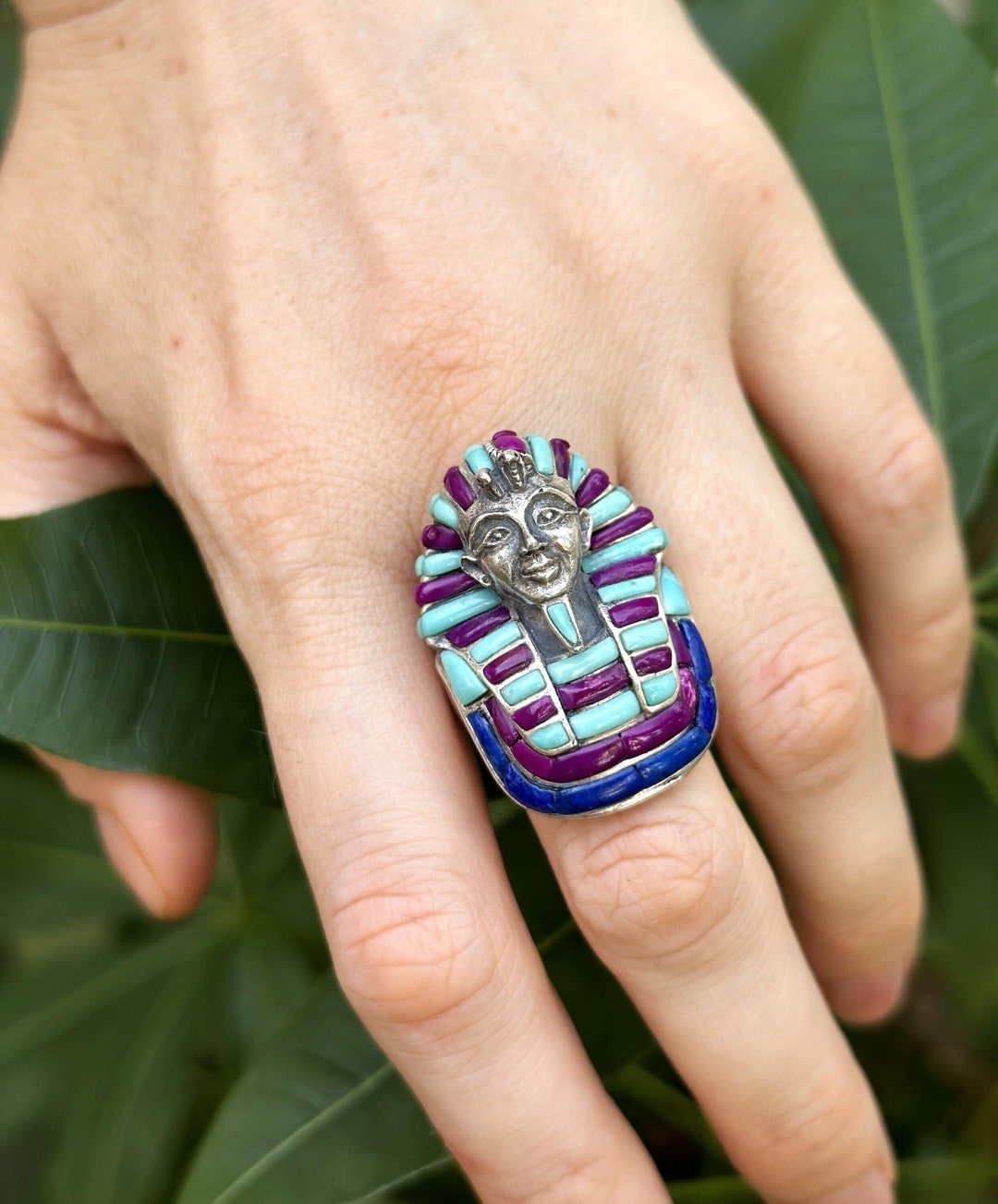 Anillo del FARAÓN Tutankamón PLATA DE LEY 925 Esfinge - Main Image