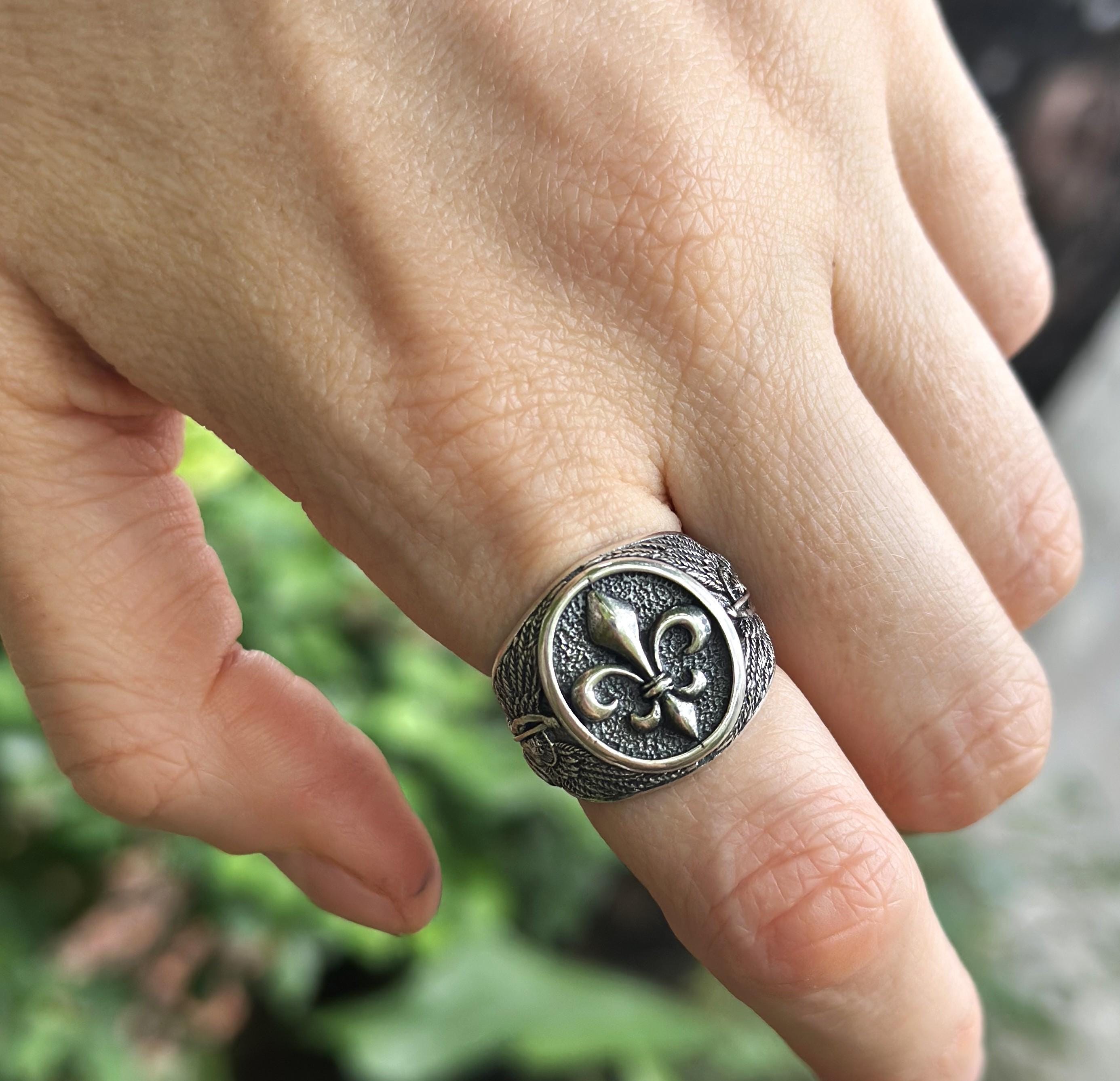 Fleur De Lis Ring 925 STERLING SILVER Royal Lily Archangel Michael