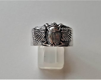 Scarab Ring 925 STERLING SILVER Egyptian god Khepri Sacred Symbol Scarab Wings Exclusive Gift Talisman Amulet